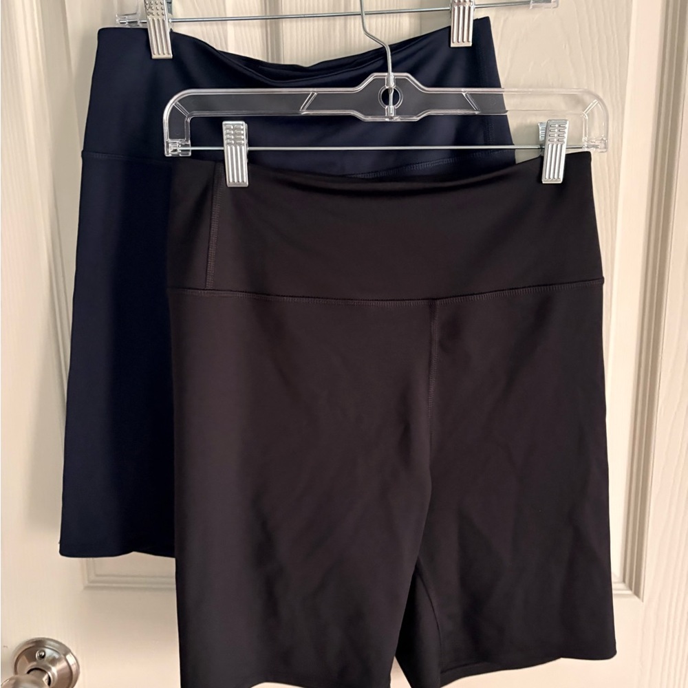 2 Harper Wilde High-Waist Bike Shorts — Stretch Activewear one black one navy.